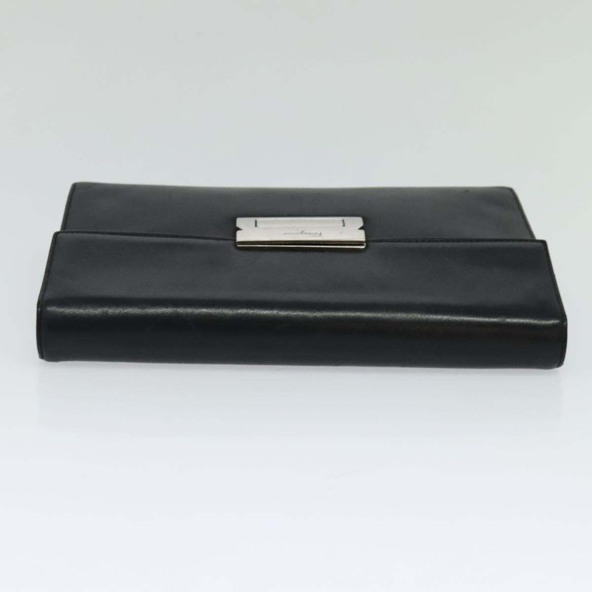 Salvatore Ferragamo Clutch Bag Leather Black Auth ac3703