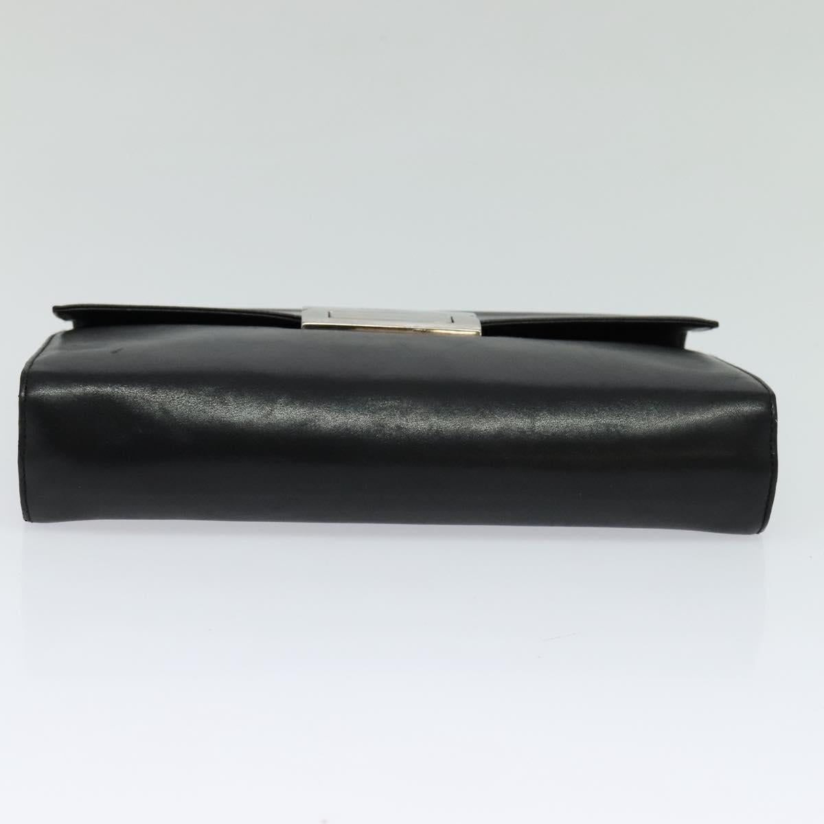 Salvatore Ferragamo Clutch Bag Leather Black Auth ac3703