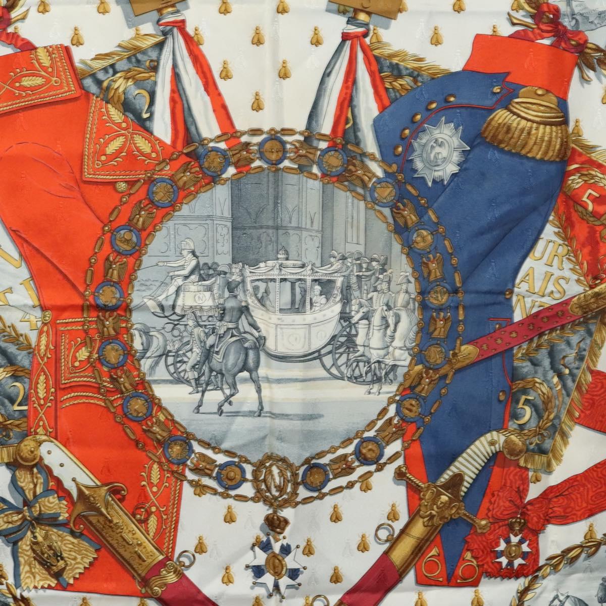 HERMES Carre 90 Scarf ""NAPOLEON"" Silk Blue Auth ac3733