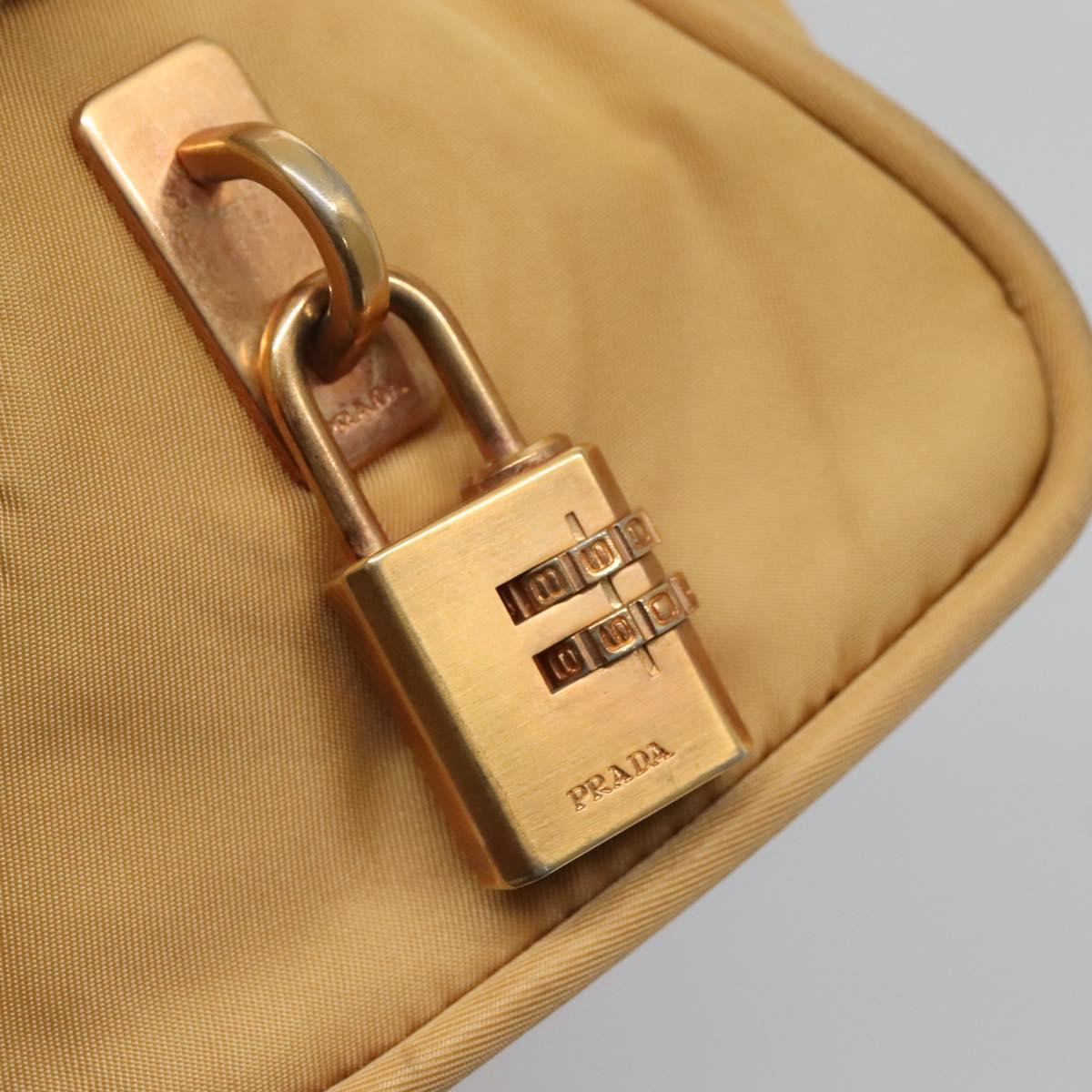 PRADA Hand Bag Nylon Gold Yellow Auth ac3741