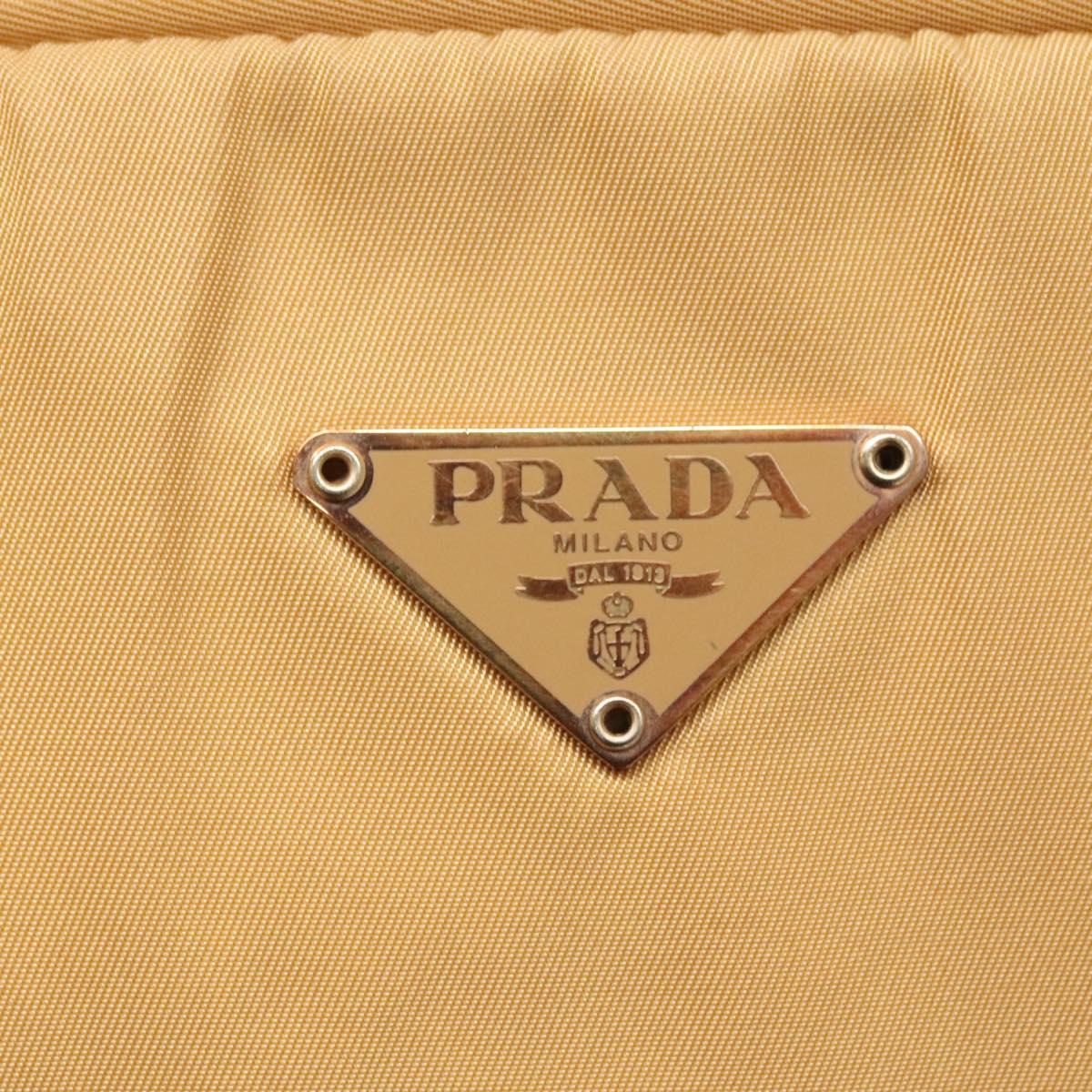 PRADA Hand Bag Nylon Gold Yellow Auth ac3741