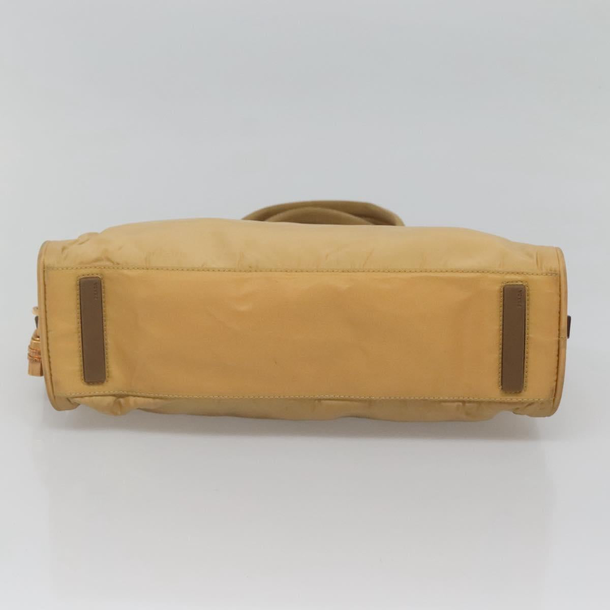 PRADA Hand Bag Nylon Gold Yellow Auth ac3741