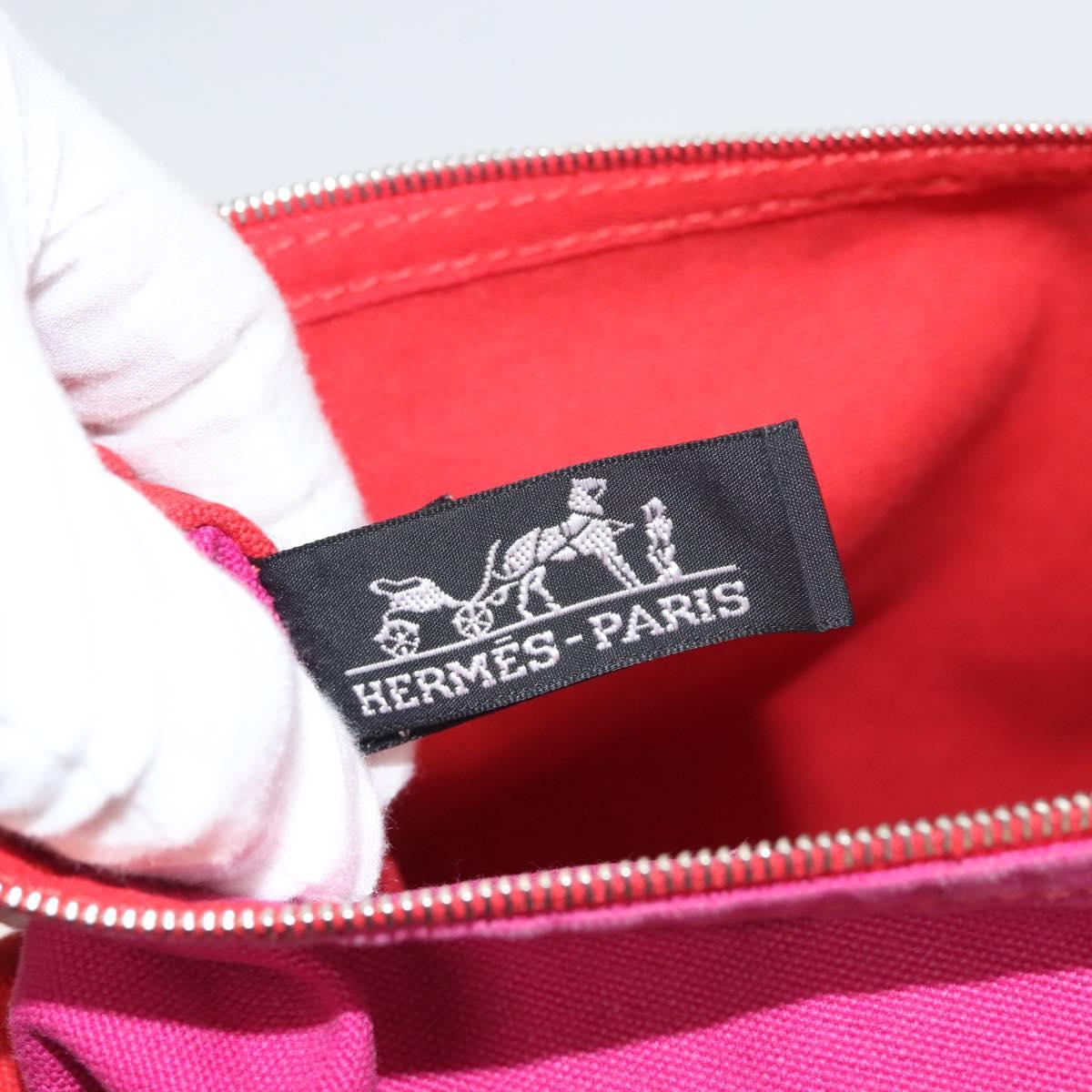 HERMES Bora Bora Pouch MM Pouch Canvas Pink Silver Auth ac3752