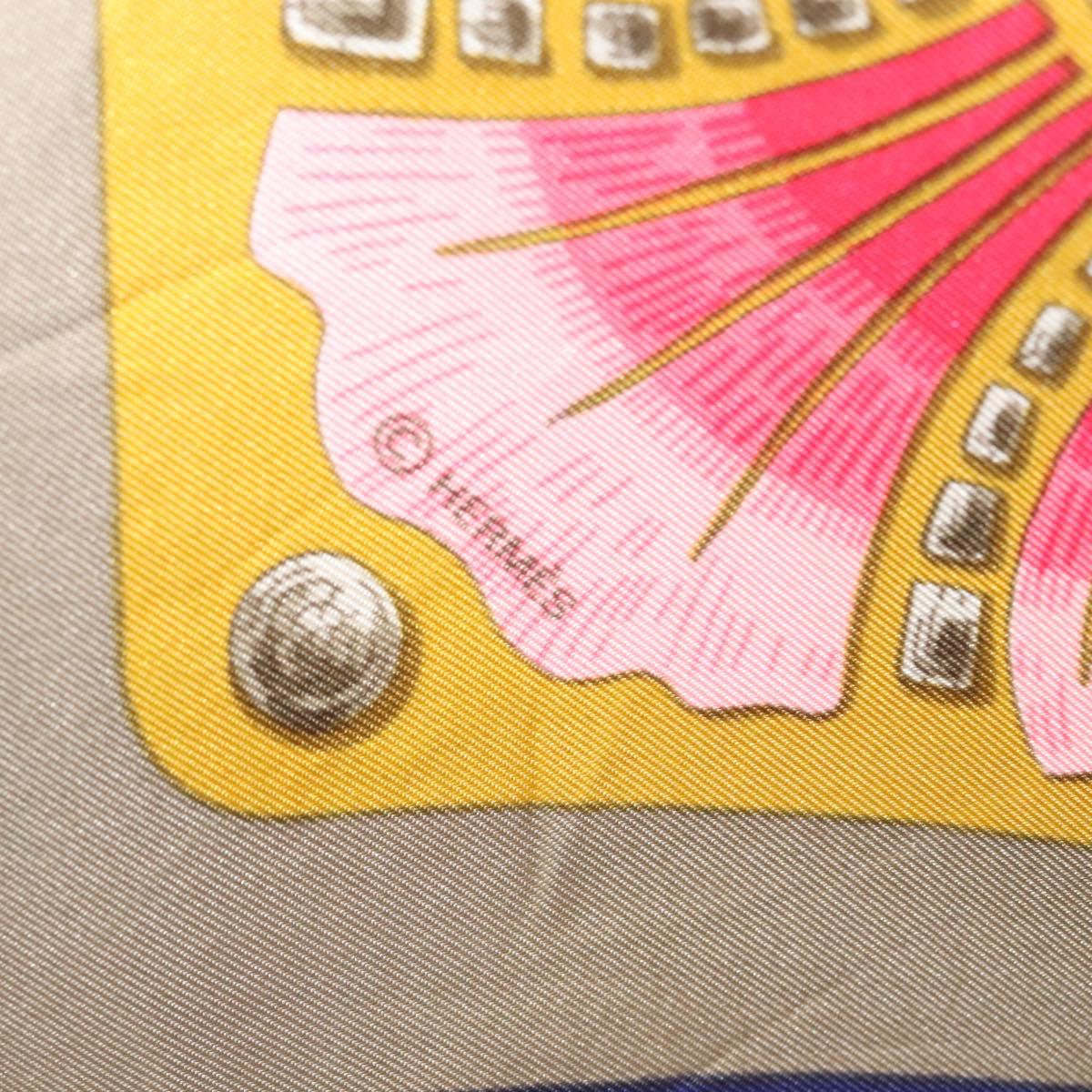 HERMES Carre 90 Scarf ""CHEVAL TURC"" Silk Blue Auth ac3753