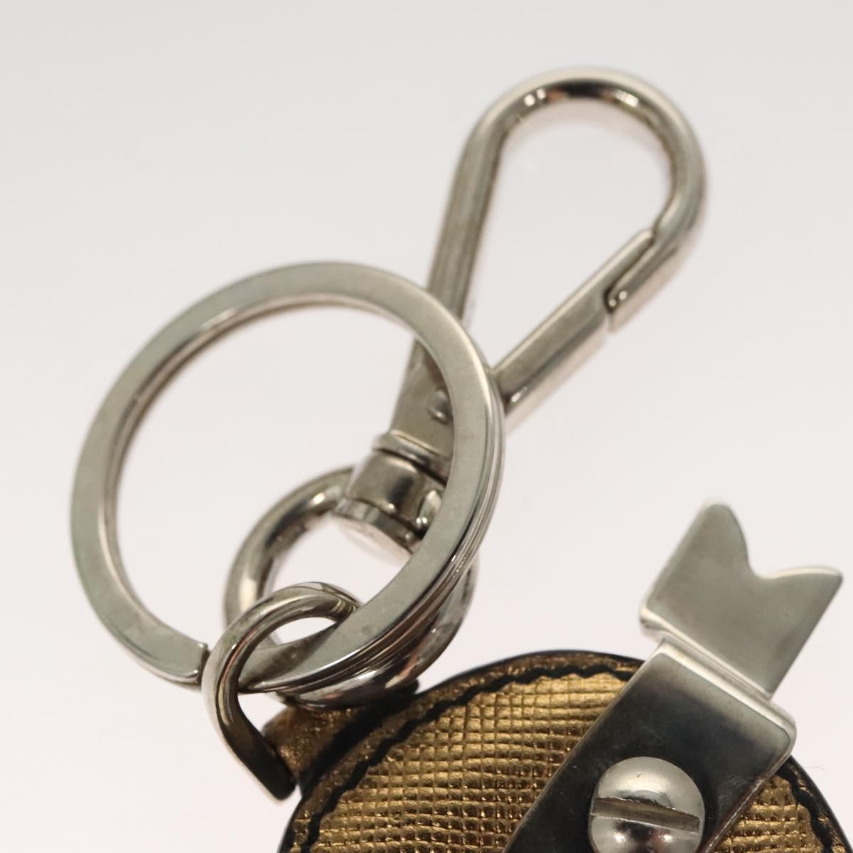 PRADA Key Holder Safiano leather Gold Tone Auth ac3756