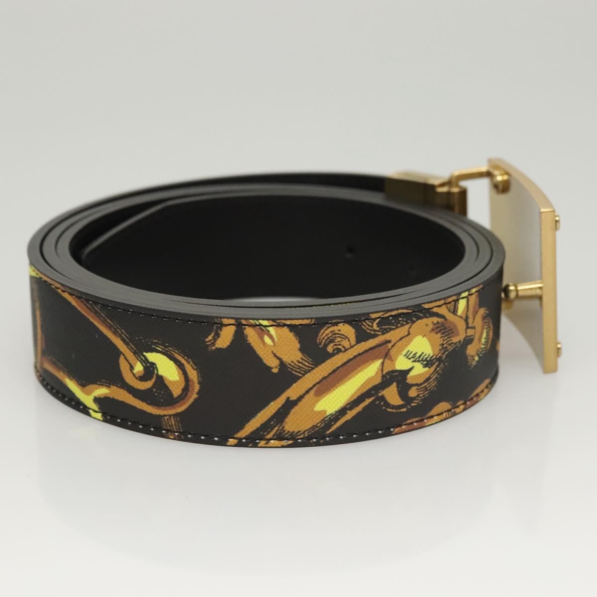 VERSACE Belt Leather 49.2"" Black Auth ac3759