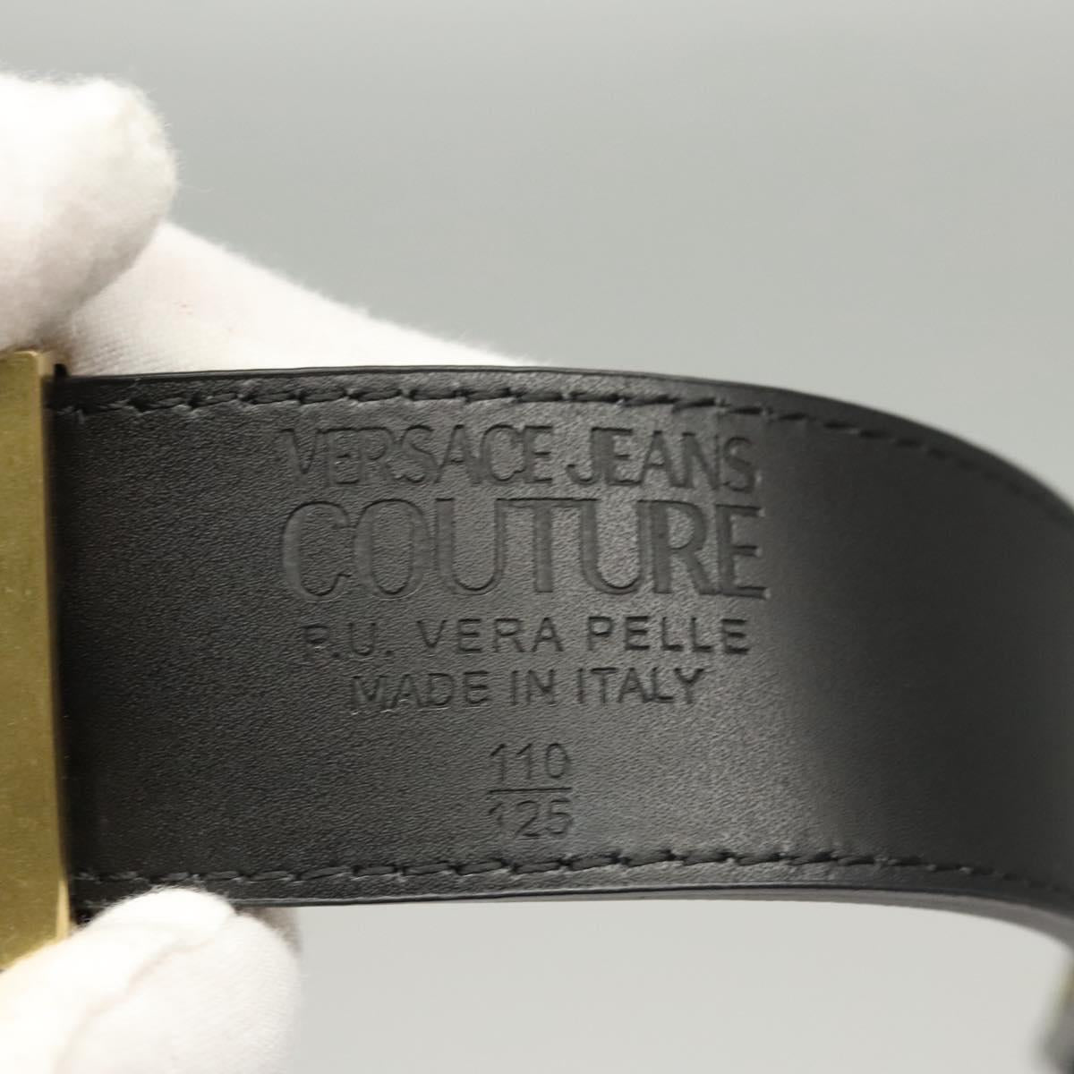 VERSACE Belt Leather 49.2"" Black Auth ac3759