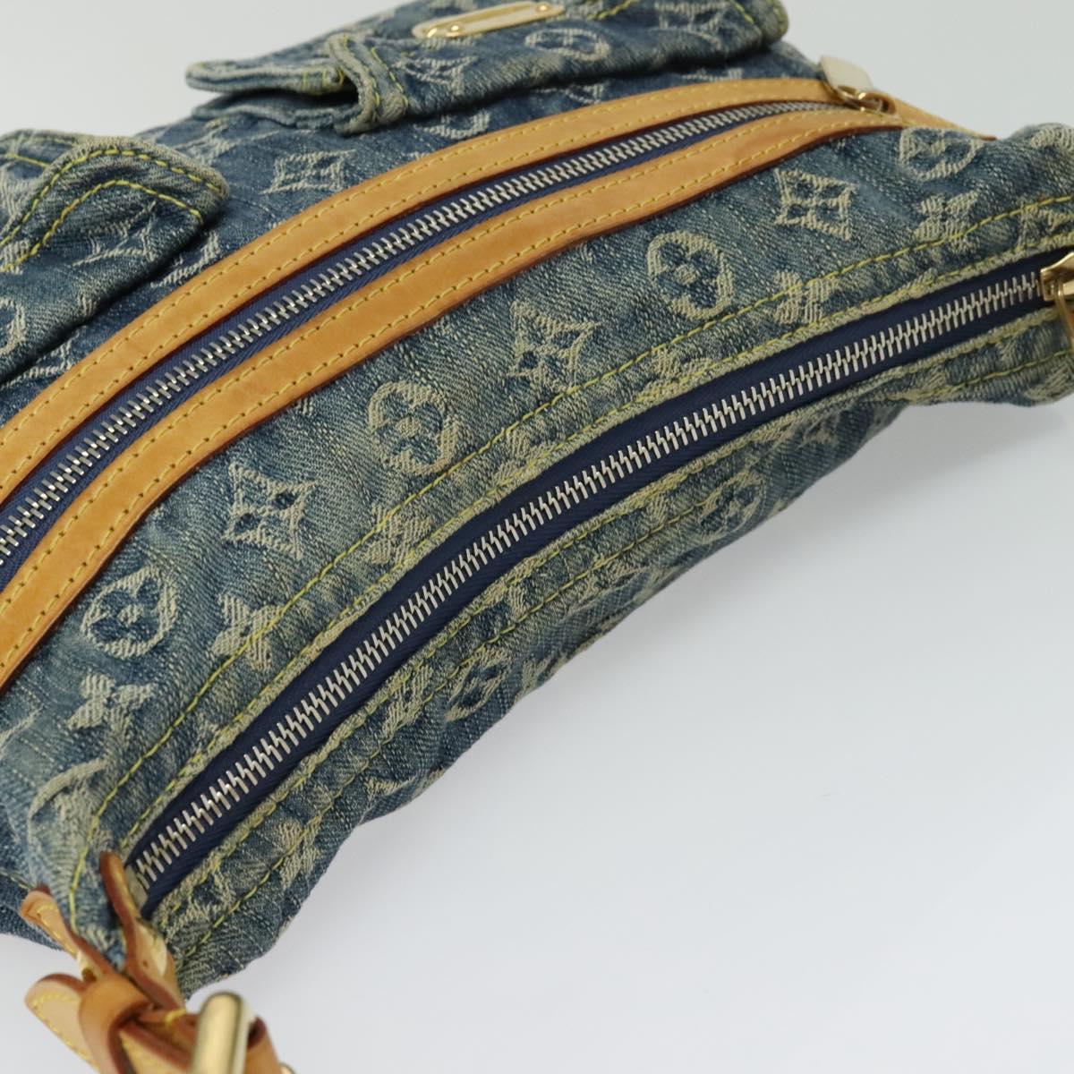 LOUIS VUITTON Monogram denim Buggy PM Shoulder Bag Blue M95049 LV Auth ac3765