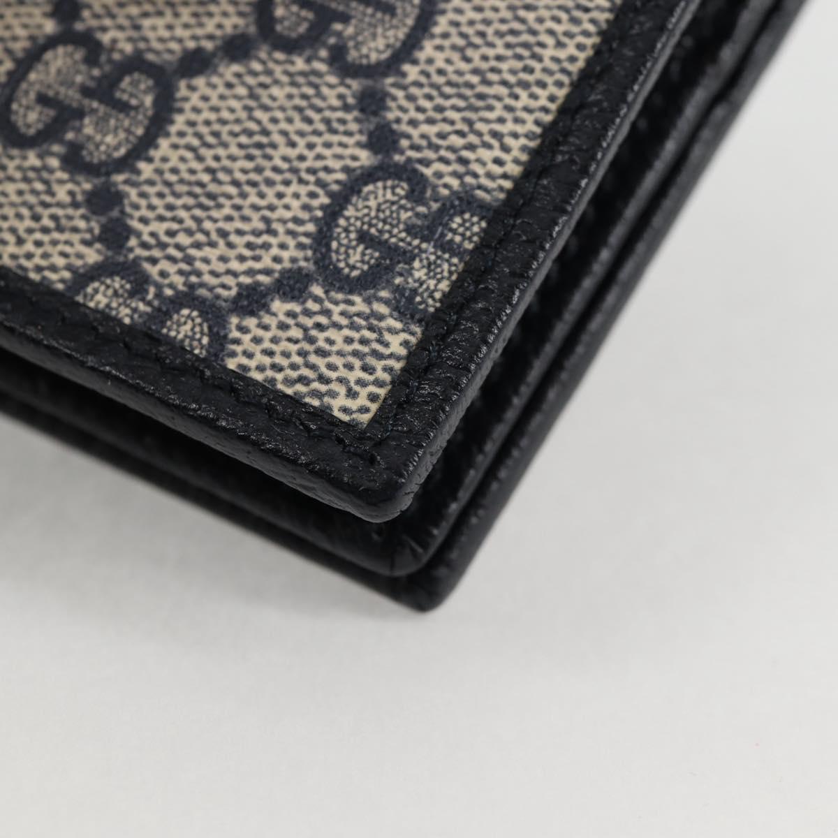 GUCCI GG Supreme Wallet PVC Silver Navy 621887 Auth ac3767M