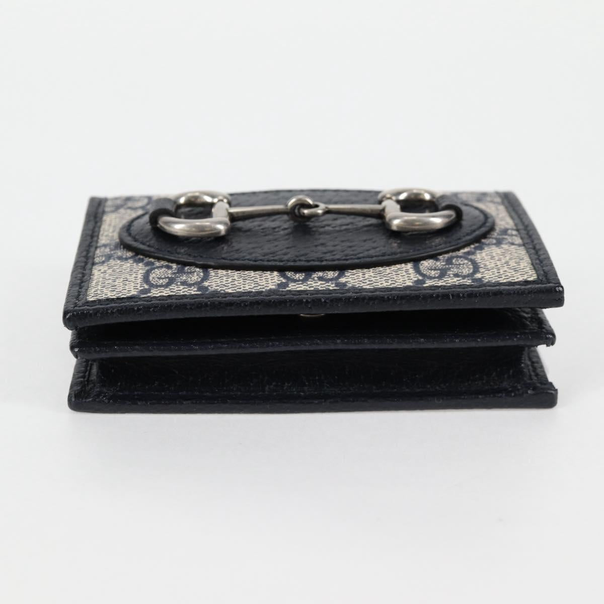 GUCCI GG Supreme Wallet PVC Silver Navy 621887 Auth ac3767M