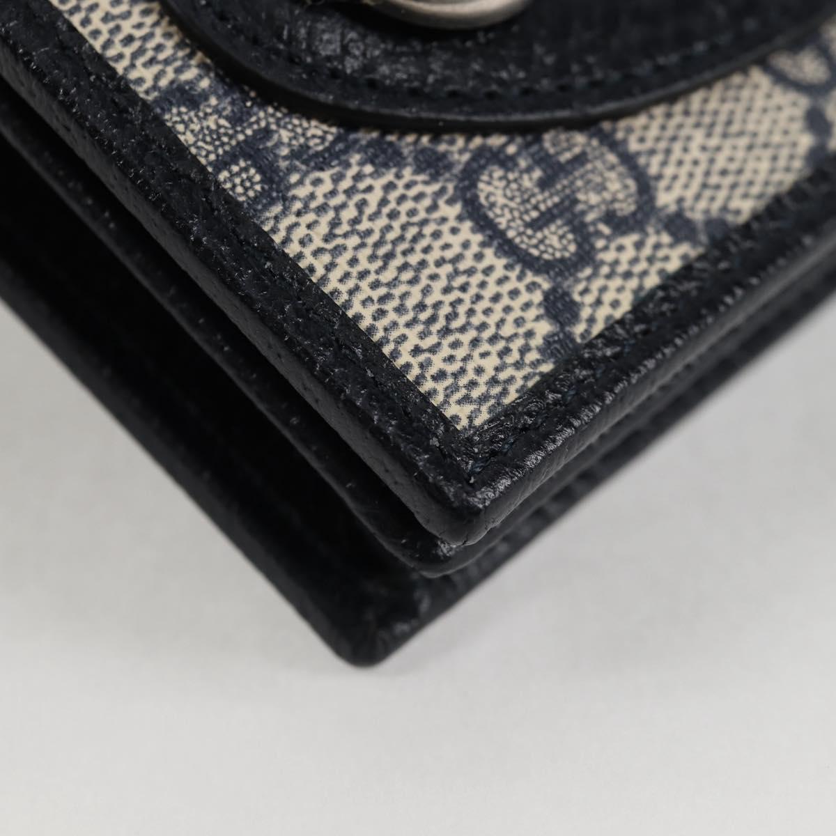 GUCCI GG Supreme Wallet PVC Silver Navy 621887 Auth ac3767M