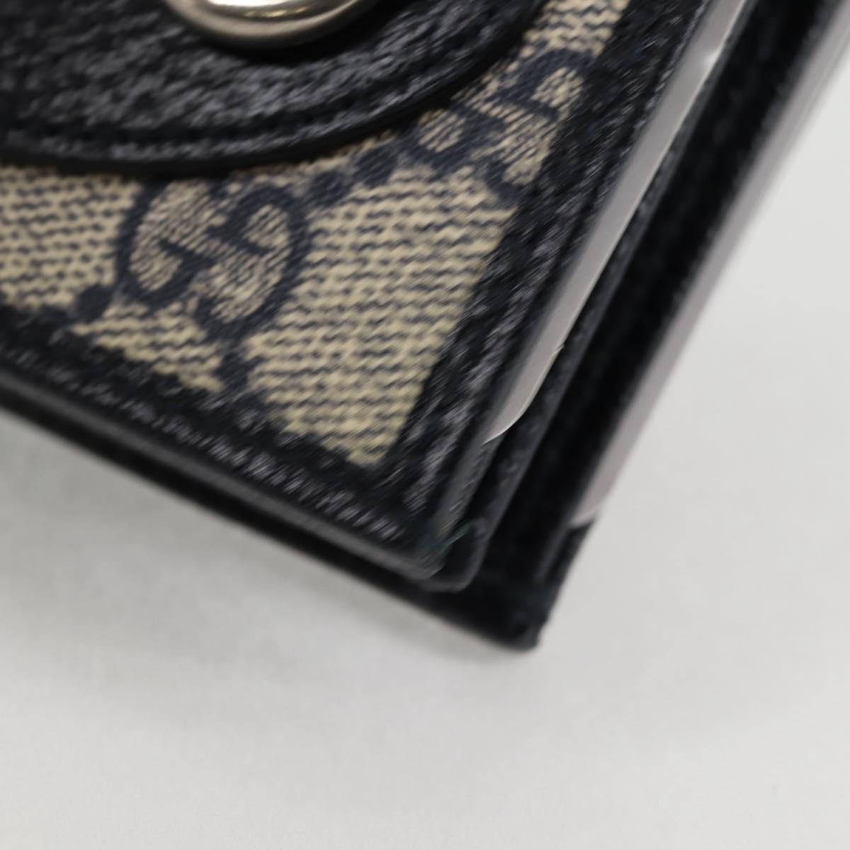 GUCCI GG Supreme Wallet PVC Silver Navy 621887 Auth ac3767M