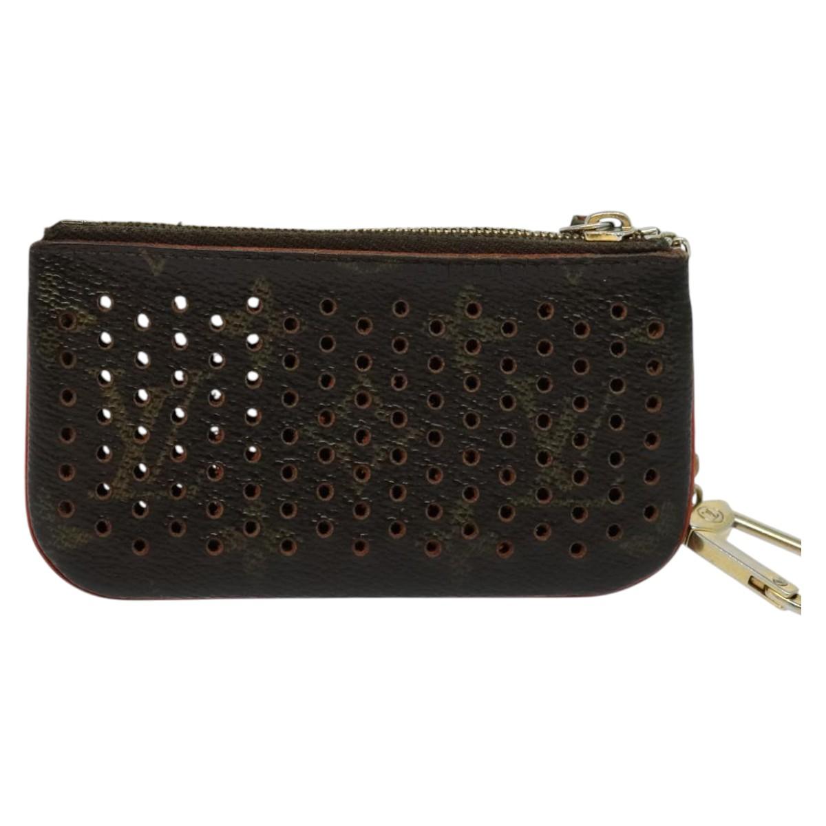 LOUIS VUITTON Monogram Perfo Pochette Cles Coin Purse Orange M95222 Auth ac3778