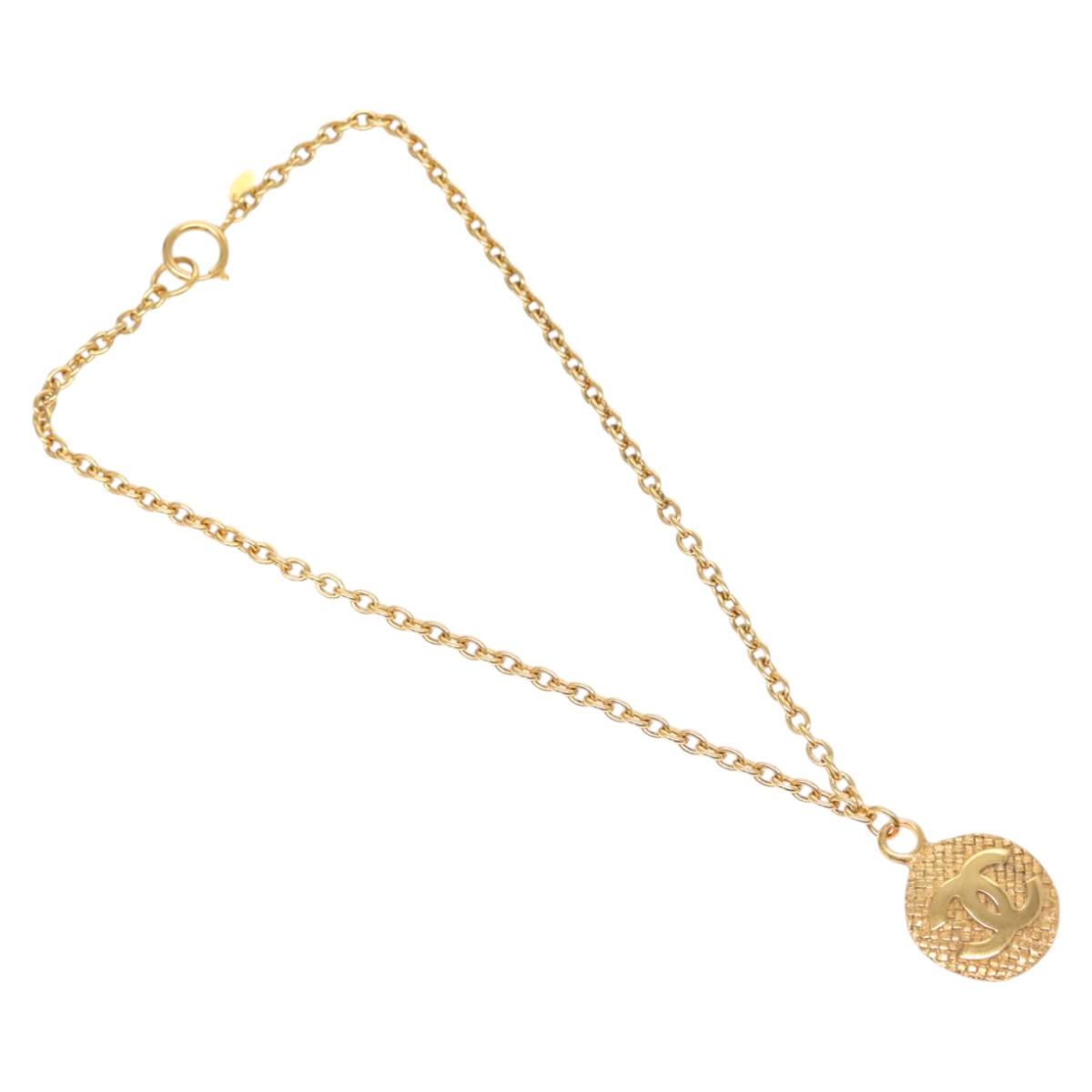 CHANEL COCO Mark Chain Necklace metal Gold CC Auth ac3798