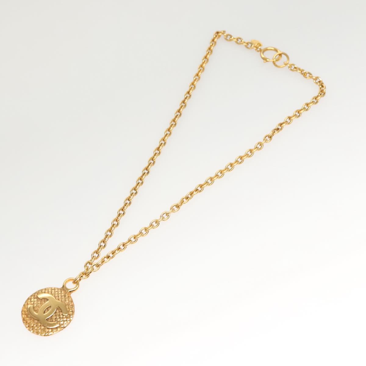 CHANEL COCO Mark Chain Necklace metal Gold CC Auth ac3798