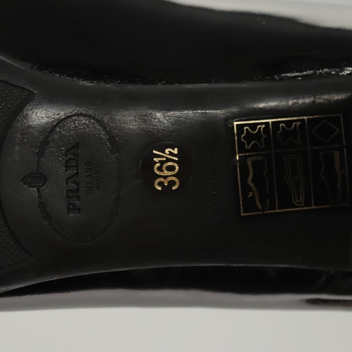 PRADA High Heels Leather 36 1/2 Black Auth ac3811