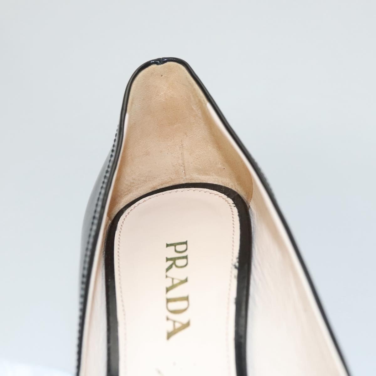 PRADA High Heels Leather 36 1/2 Black Auth ac3811