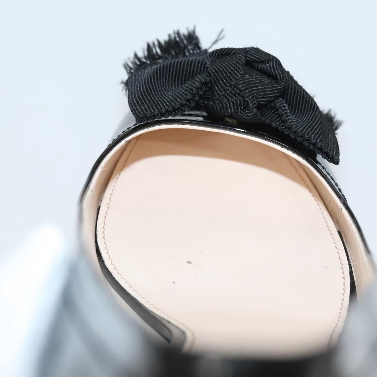 PRADA High Heels Leather 36 1/2 Black Auth ac3811