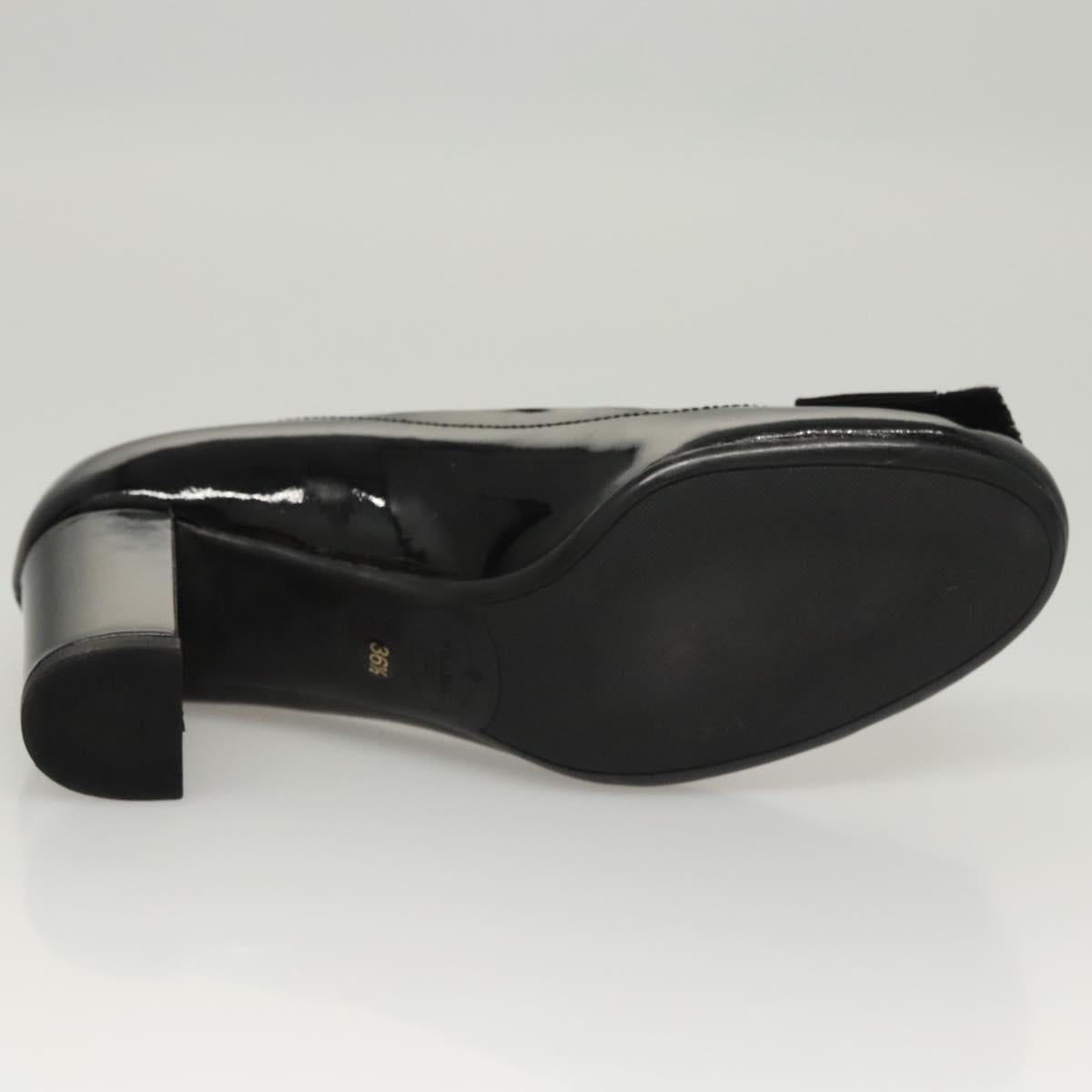 PRADA High Heels Leather 36 1/2 Black Auth ac3811