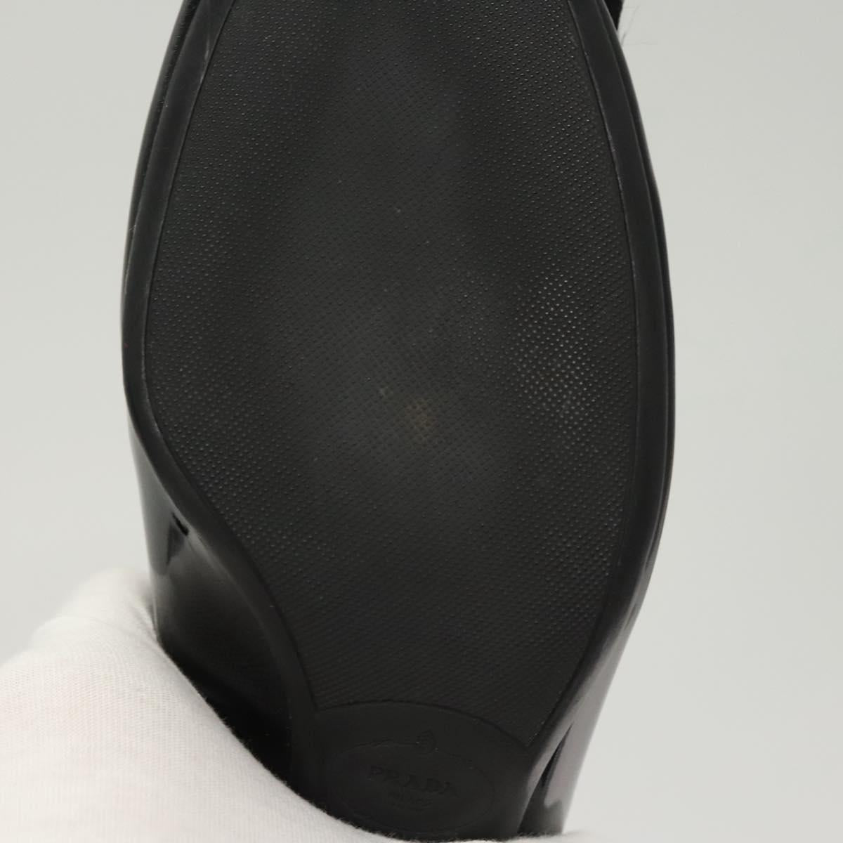 PRADA High Heels Leather 36 1/2 Black Auth ac3811