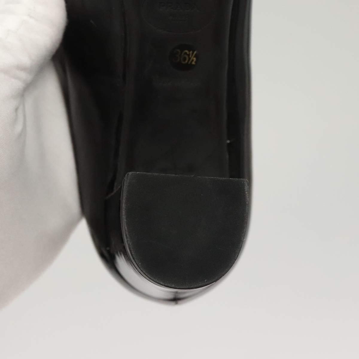 PRADA High Heels Leather 36 1/2 Black Auth ac3811