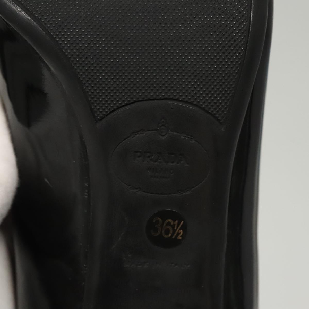 PRADA High Heels Leather 36 1/2 Black Auth ac3811