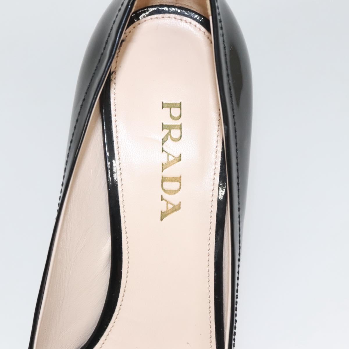 PRADA High Heels Leather 36 1/2 Black Auth ac3811