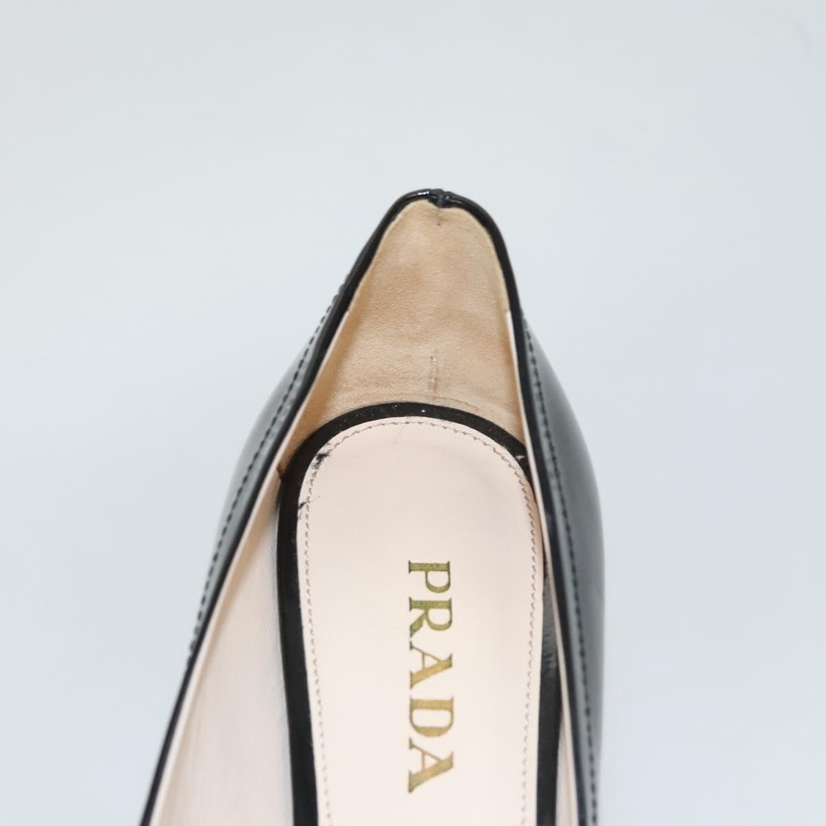 PRADA High Heels Leather 36 1/2 Black Auth ac3811