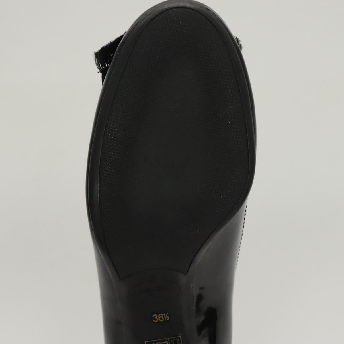 PRADA High Heels Leather 36 1/2 Black Auth ac3811