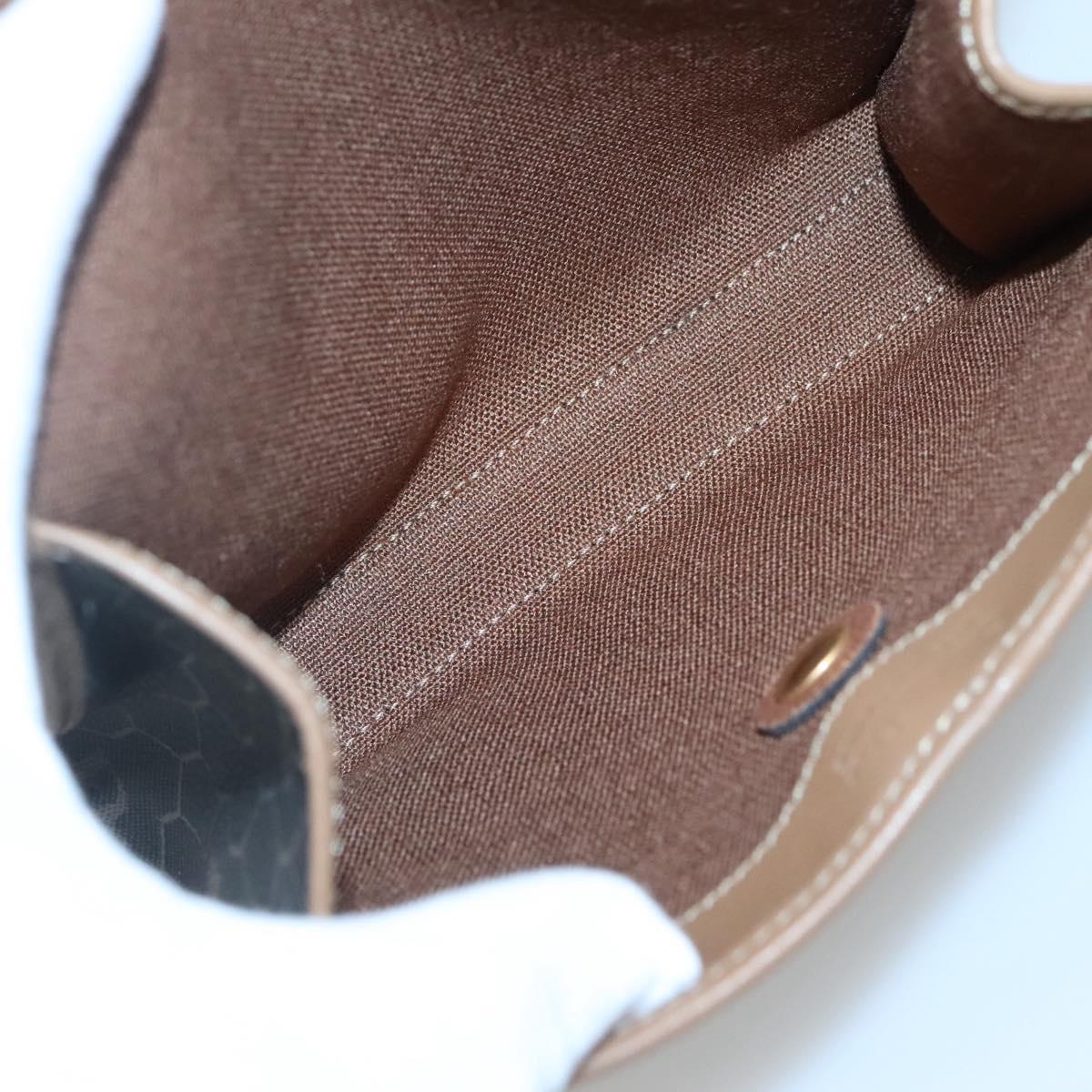 Christian Dior Honeycomb Canvas Pouch PVC Leather Black Gold Auth ac3813