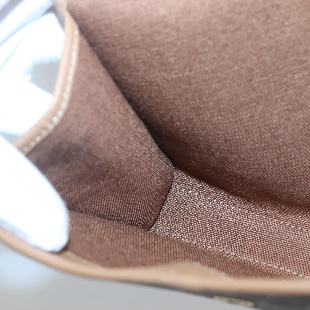 Christian Dior Honeycomb Canvas Pouch PVC Leather Black Gold Auth ac3813