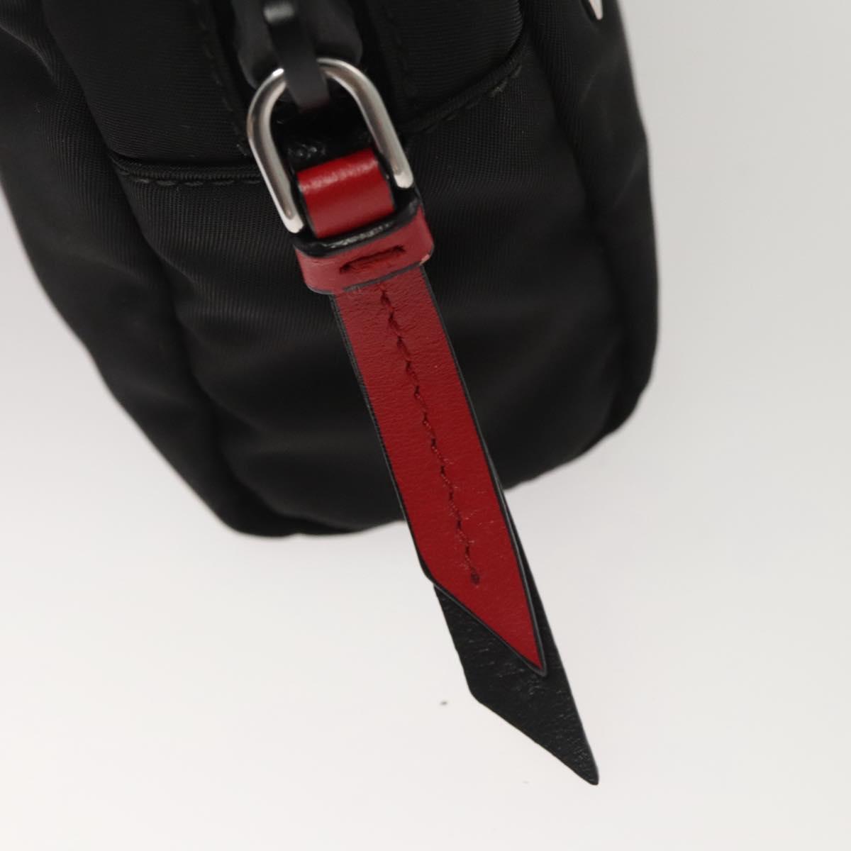 PRADA Pouch Nylon Silver Black Auth ac3814