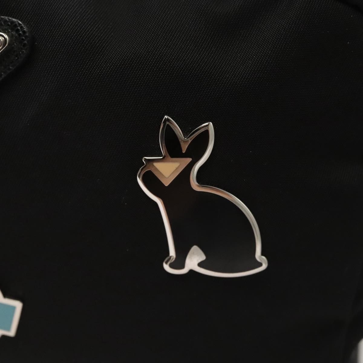 PRADA Pouch Nylon Silver Black Auth ac3814