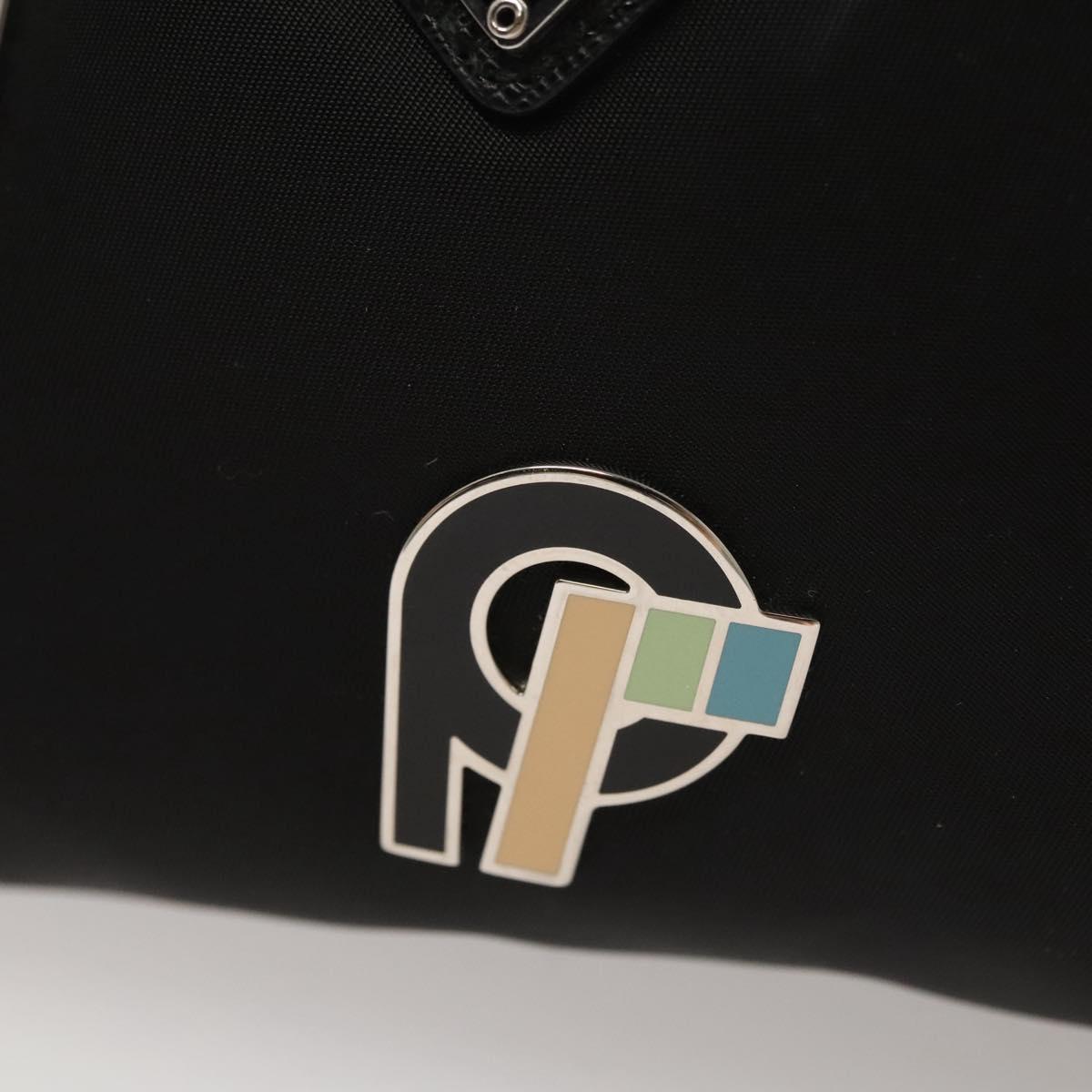 PRADA Pouch Nylon Silver Black Auth ac3814