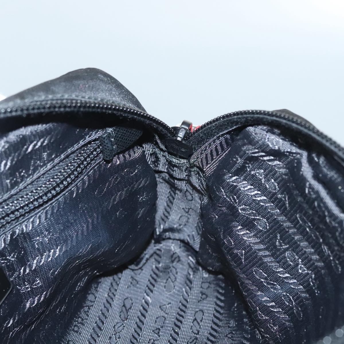 PRADA Pouch Nylon Silver Black Auth ac3814