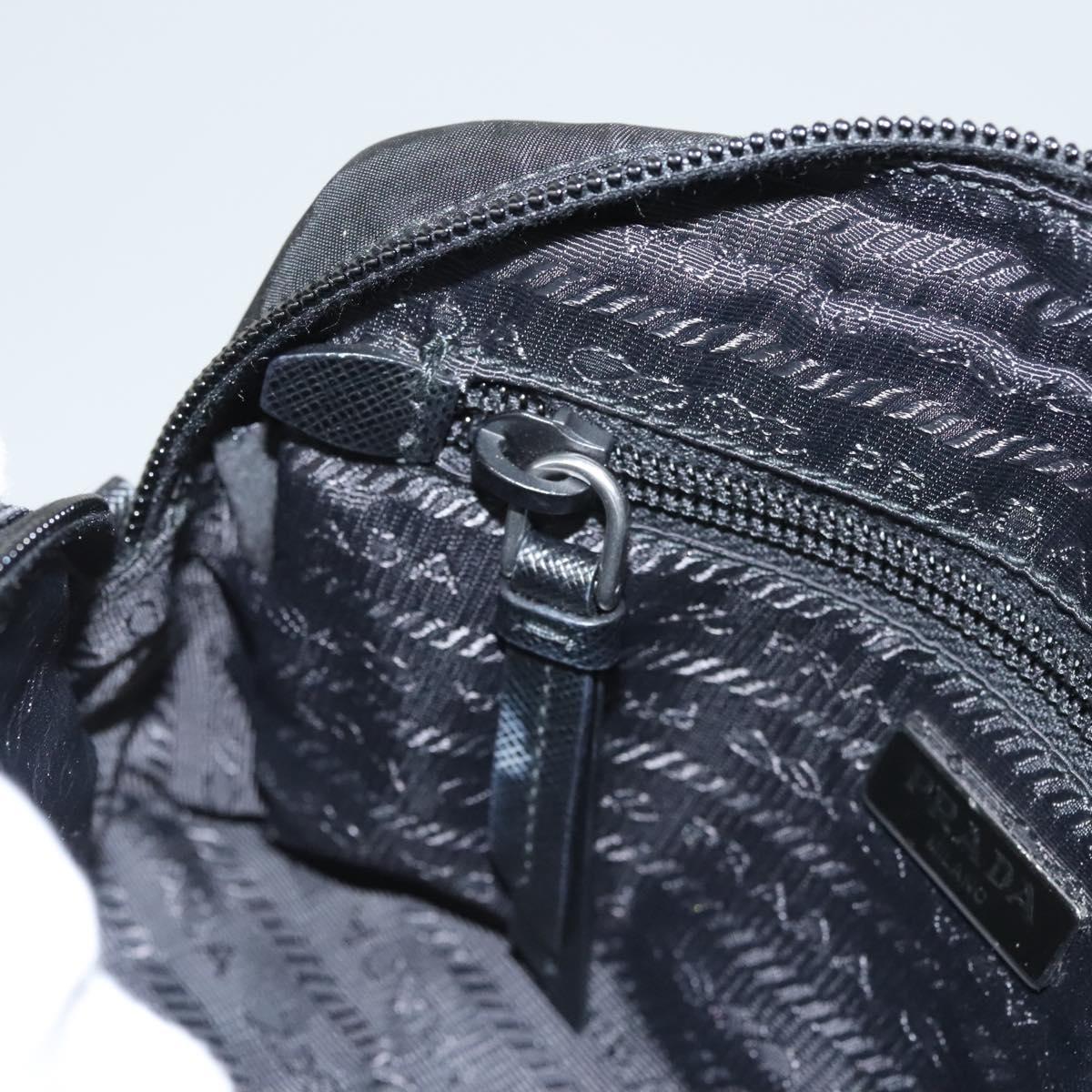 PRADA Pouch Nylon Silver Black Auth ac3814