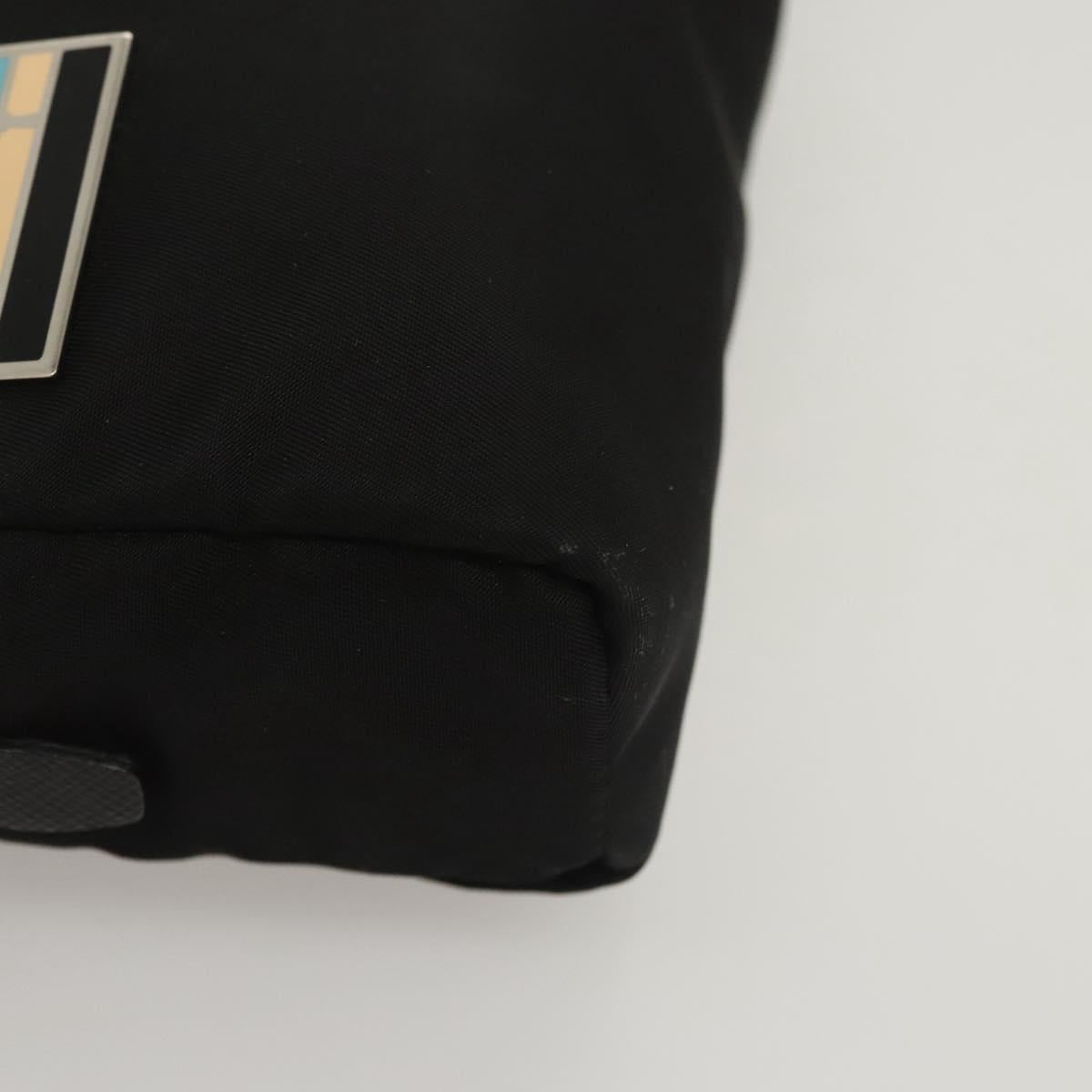 PRADA Pouch Nylon Silver Black Auth ac3814