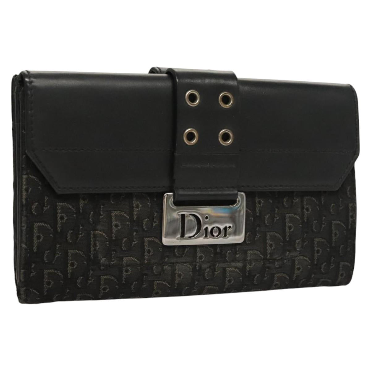 Christian Dior Trotter Canvas Wallet Black Auth ac3817