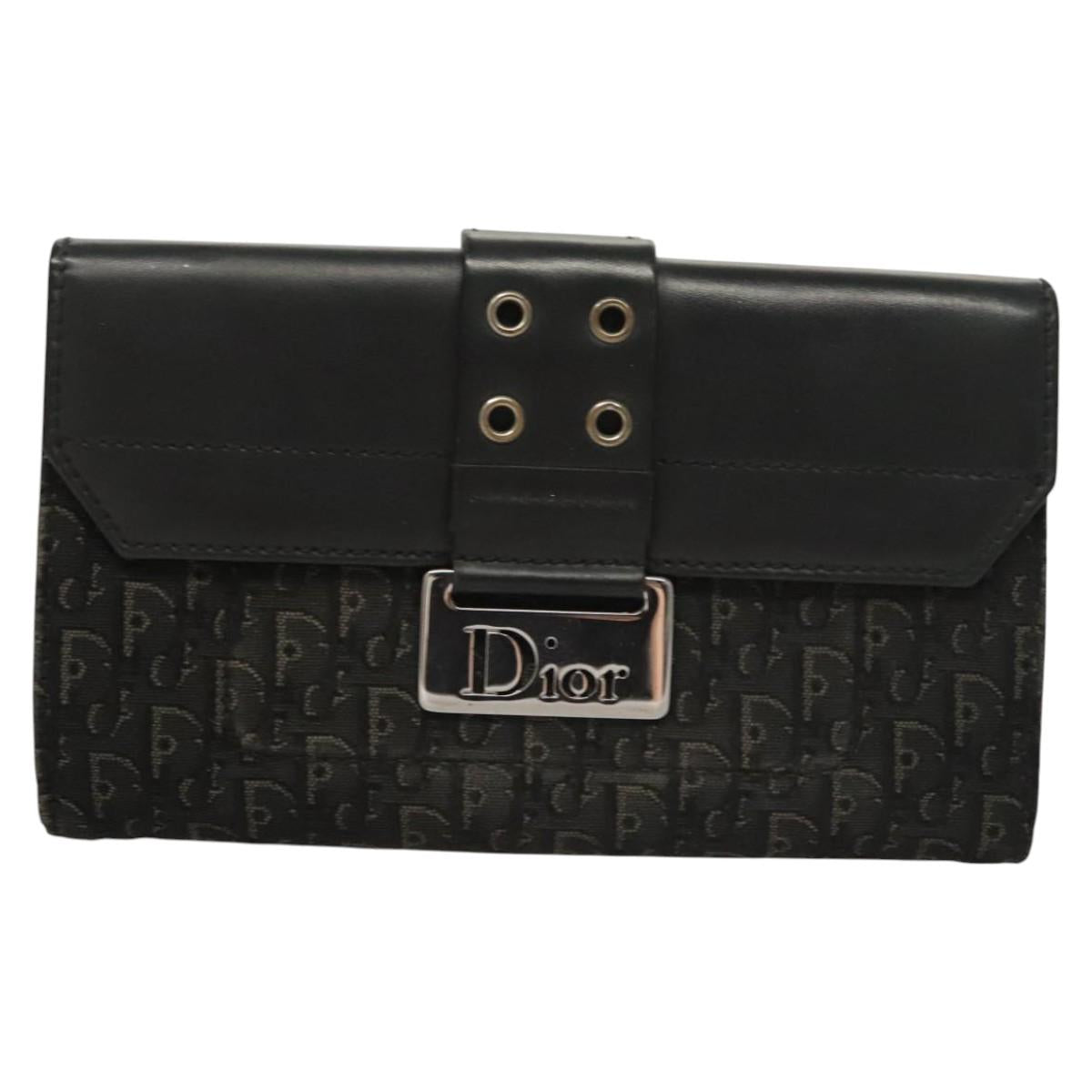 Christian Dior Trotter Canvas Wallet Black Auth ac3817