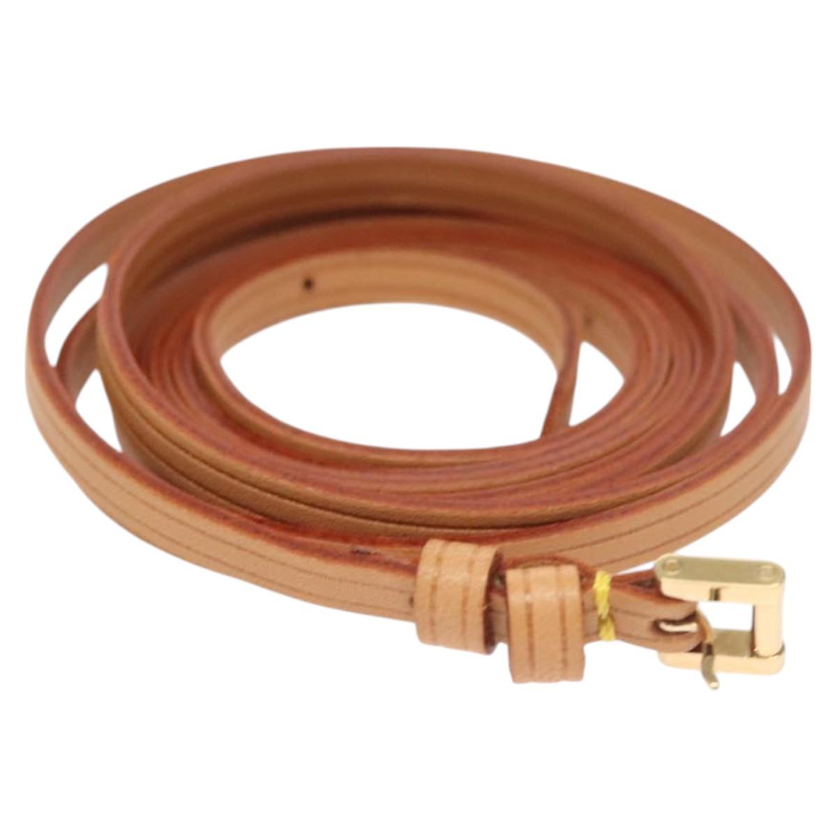 LOUIS VUITTON Strap Leather 50"" Beige LV Auth ac3819