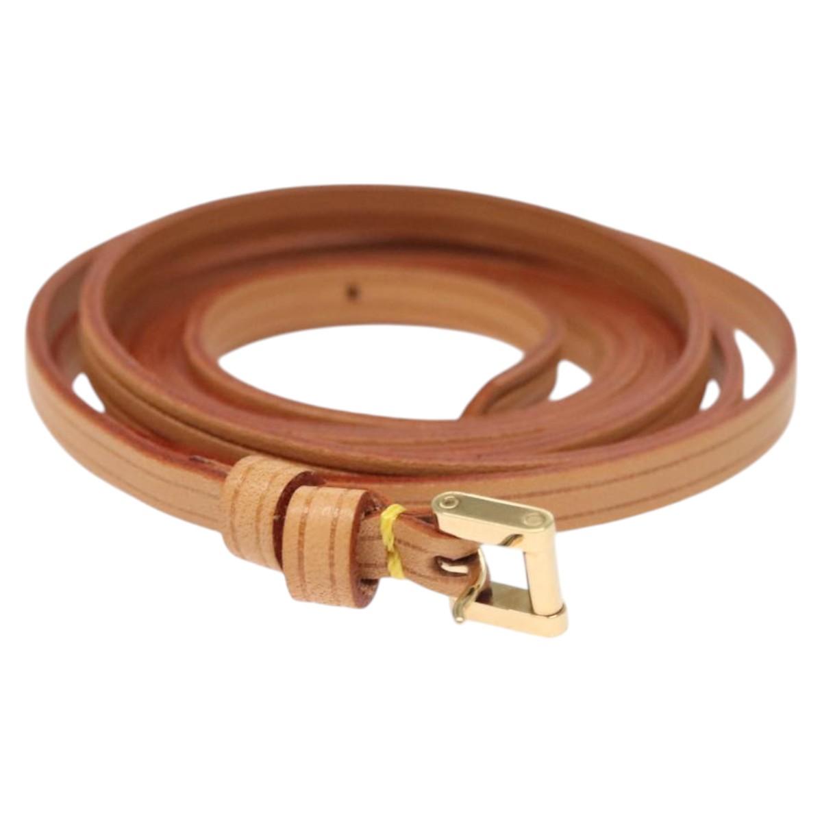 LOUIS VUITTON Strap Leather 50"" Beige LV Auth ac3819