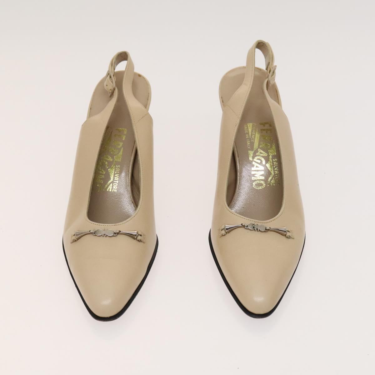 Salvatore Ferragamo Louis Vuitton High Heels Leather 2Set Beige Auth ac3823