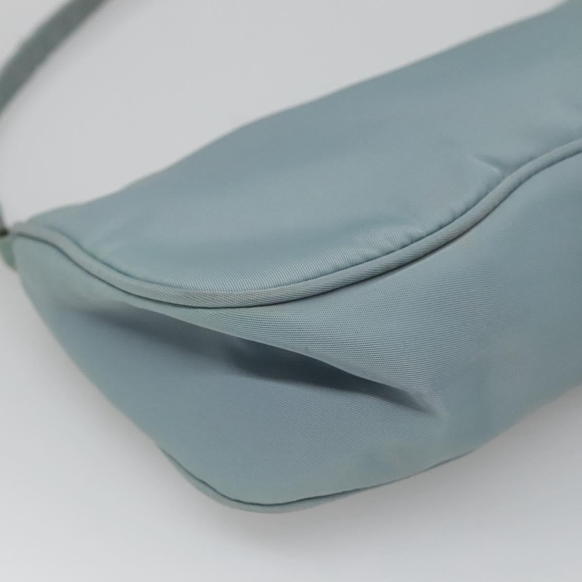 PRADA Accessory Pouch Nylon Light Blue Silver Auth ac3837