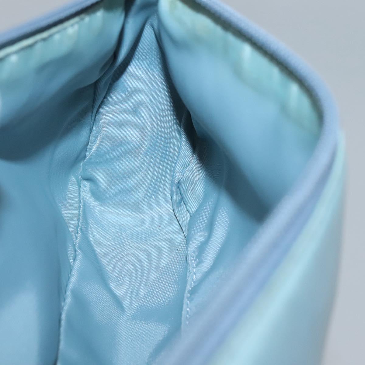 PRADA Accessory Pouch Nylon Light Blue Silver Auth ac3837
