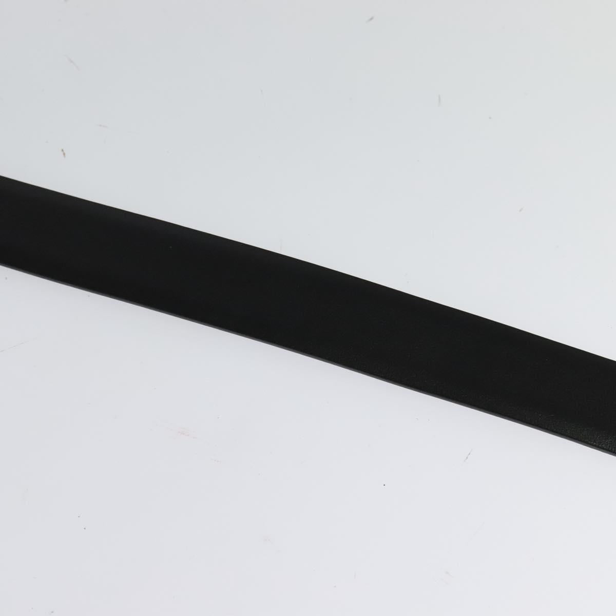 PRADA Belt Leather 35.4"" Black Silver Auth ac3838