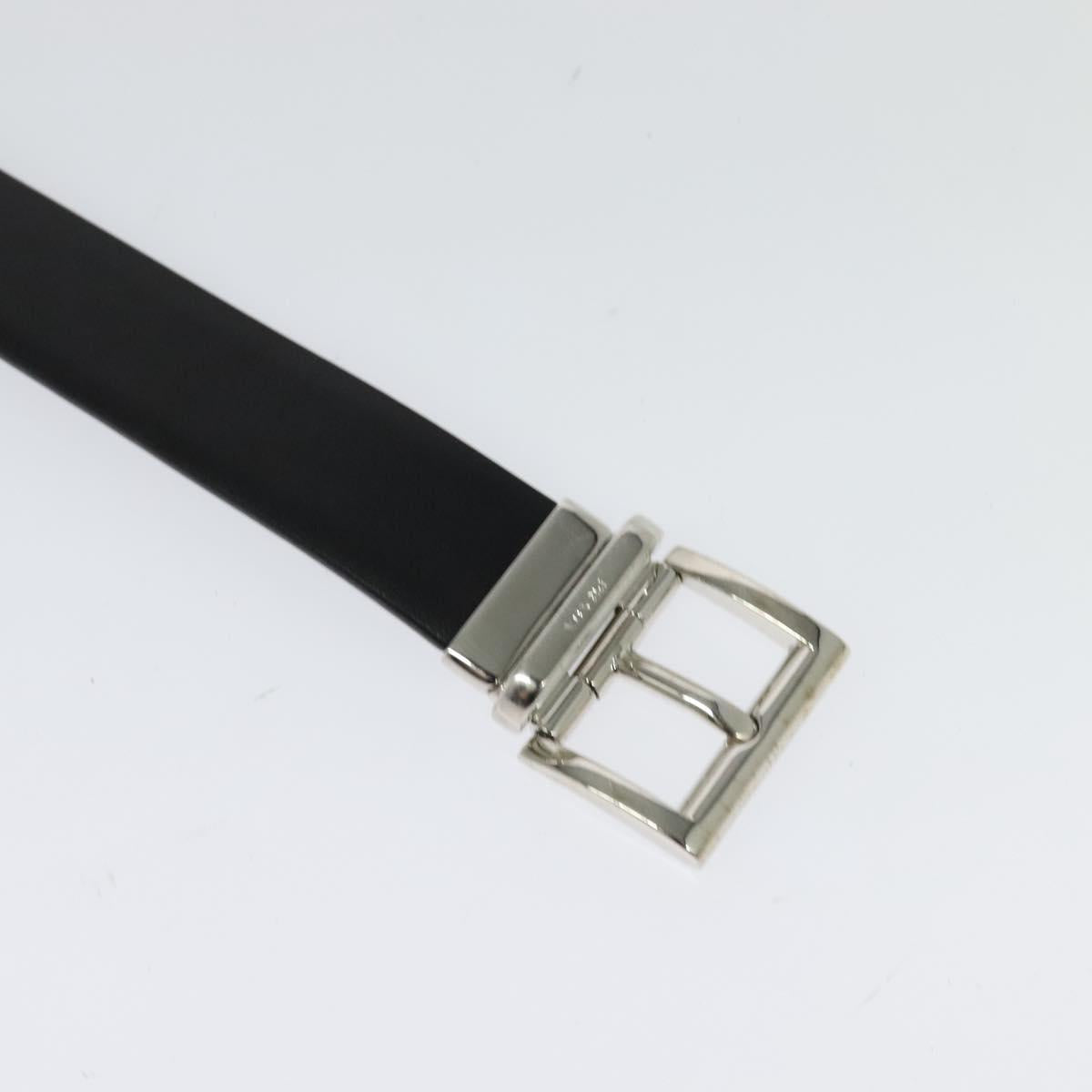 PRADA Belt Leather 35.4"" Black Silver Auth ac3838