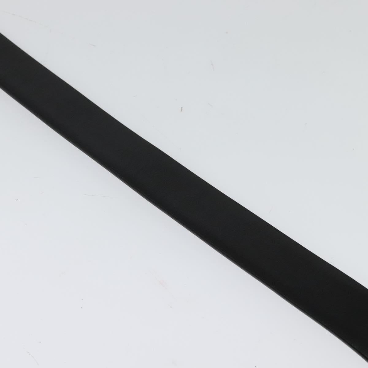 PRADA Belt Leather 35.4"" Black Silver Auth ac3838