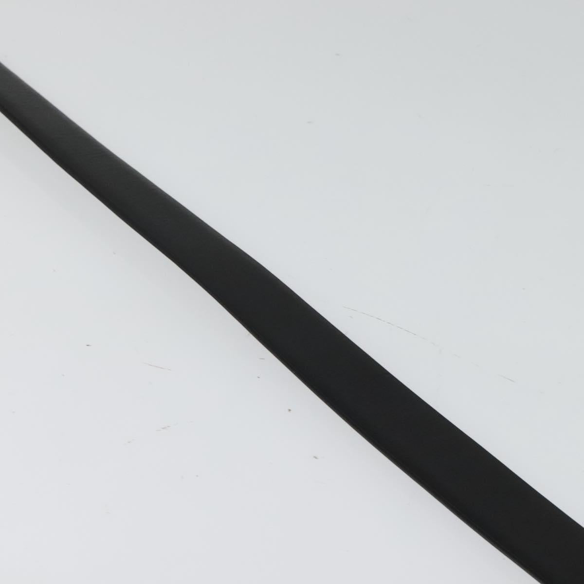 PRADA Belt Leather 35.4"" Black Silver Auth ac3838