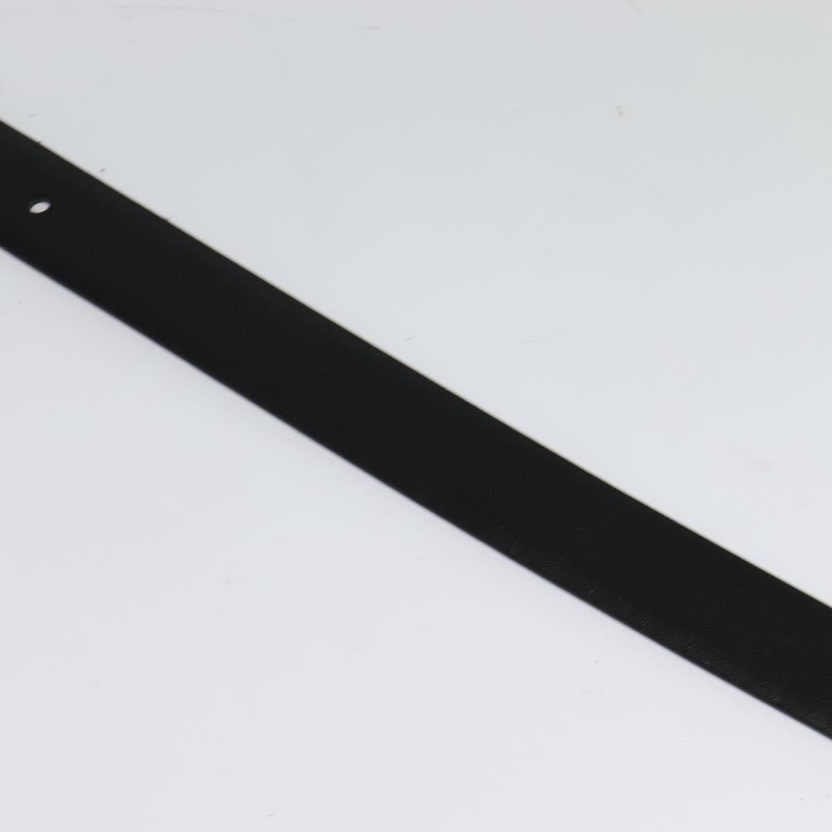 PRADA Belt Leather 35.4"" Black Silver Auth ac3838