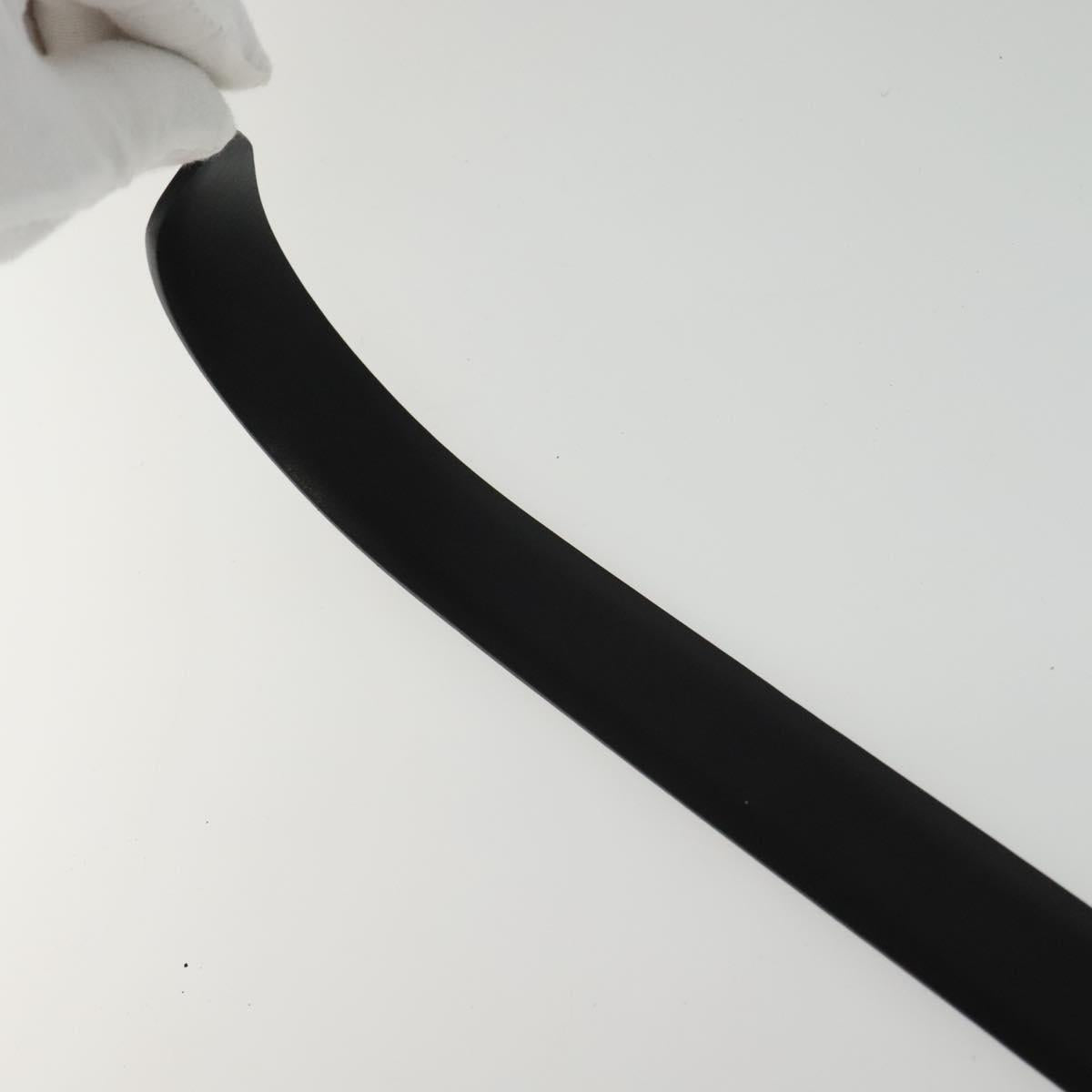 PRADA Belt Leather 35.4"" Black Silver Auth ac3838